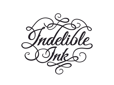 Indelible Ink Tattoo Logo adobe black and white branding branding design caligraphy design graphic design hand lettering hand lettering art illustrator logo swirl tattoo tattoo parlor vector