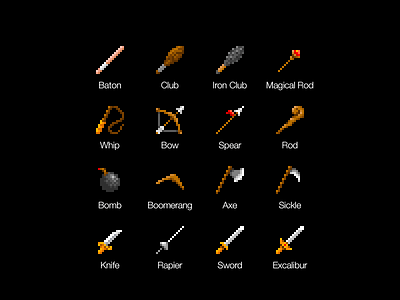 Arms arms dot art game pixel art rpg weapons