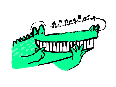 Crocodile Piano Man crocodile illustration piano