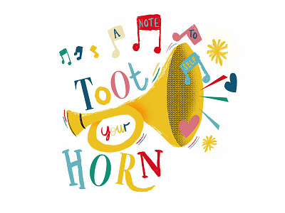 A Note To Self horn illustration trumpet