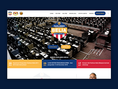 Parlimen Belia Malaysia flat ui design government website