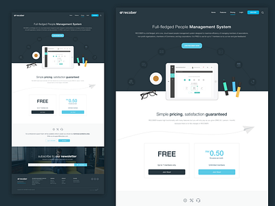 Recober Landing Page flat ui landing page management system membership