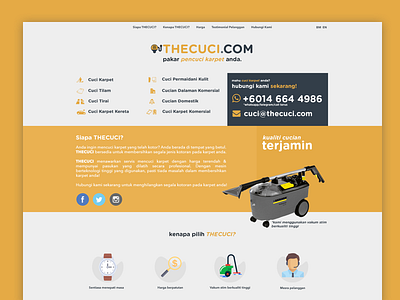 The Cuci cleaning services flat ui grey landing page yellow