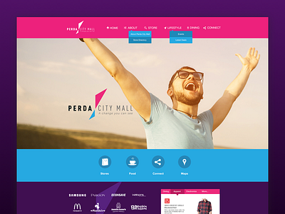 Perda City Mall blue flat ui landing page purple shopping mall user interface