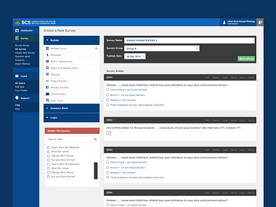 Survey Creation System (SCS) Institute for Public Health dashboard flat ui web app