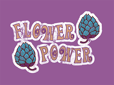 Flower Power Beer Logo beer brand humor logo