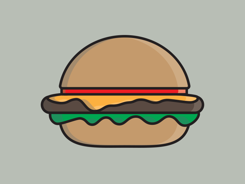 My Month In Icons: Day 10 -- Cheeseburger 30 day challenge 30 days of animation animation burger cheeseburger food and drink gif gif animation highlight icon iconography illustration linear shadow vector