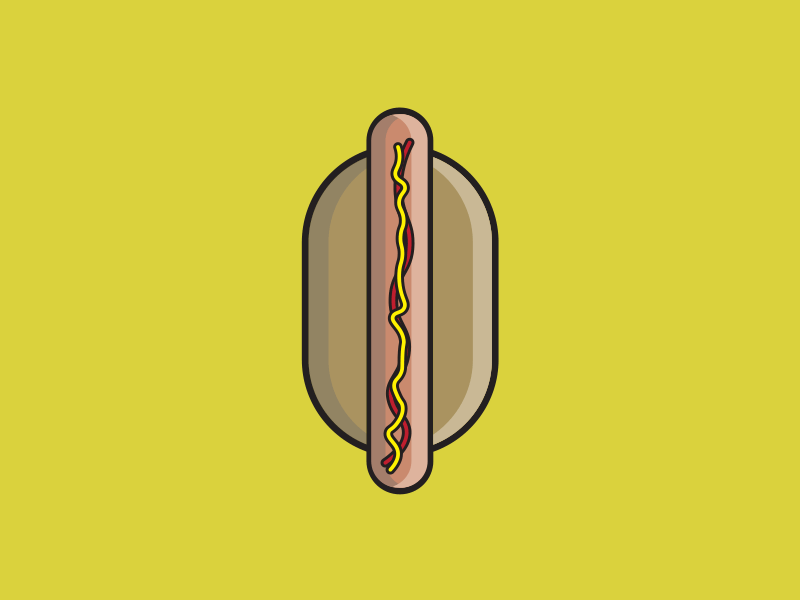 My Month In Icons: Day 15 -- Hot Dog 30 day challenge 30 days of animation animation food and drink gif highlight hot dog icon iconography illustration linear shadow vector