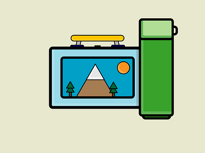 My Month In Icons: Day 21 -- Pack Your Lunch 30 day challenge highlight icon iconography illustration linear lunch lunchbox mountain shading shadow sun trees vector