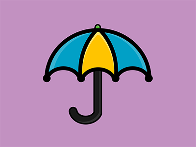 My Month In Icons: Day 24 -- Umbrella 30 day challenge blue and yellow bold bright bright colors colors highlight icon illustration linear shadow umbrella vector