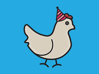 My Month In Icons: Day 30 -- Party Chicken 30 day challenge animals celebration chicken fun highlight humor icon iconography illustration linear party shadow vector