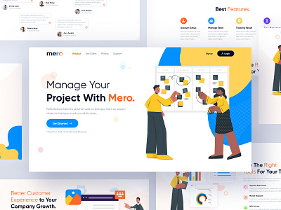 Project Management Landing Page 2020 design trend b2b clean collaboration crm design hrm illustration landing page minimal platform product project management saas software strategy web web design website