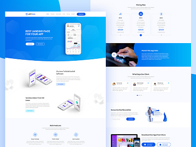 AppSinia - App Landing Page app landing page clean creative creative design design illustration landing page minimal ui ux