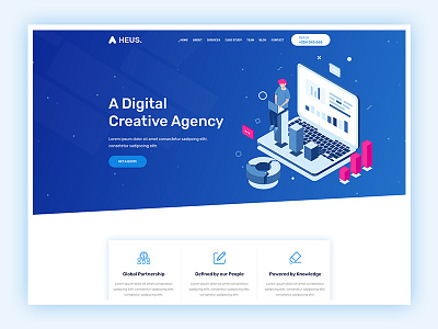 Digital Agency Landing Page agency air business clean creative dark design elegant illustration implate interface landing page light minimalistic modern portfolio soft team trendy ui