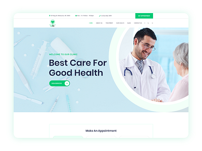 Medical Homepage Design branding clean ui clicnic homepage hospital material medical medical website design medicine typography ui ux