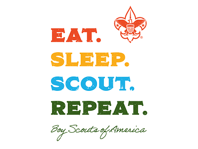 T-Shirt - Eat Sleep Scout Repeat blue boy scout boy scouts branding eat green illustration logo orange repeat sleep t shirt tee vector yellow