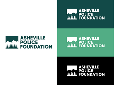 Asheville Police Foundation Logo asheville brand identity green logo design mountains negative space north carolina police trees