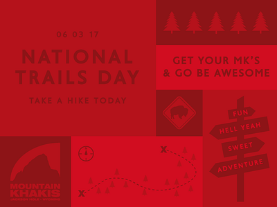 National Trails Day - Mountain Khakis adventure awesome bison camping compass hell yeah hiking illustration map mountain khakis national trails day trees
