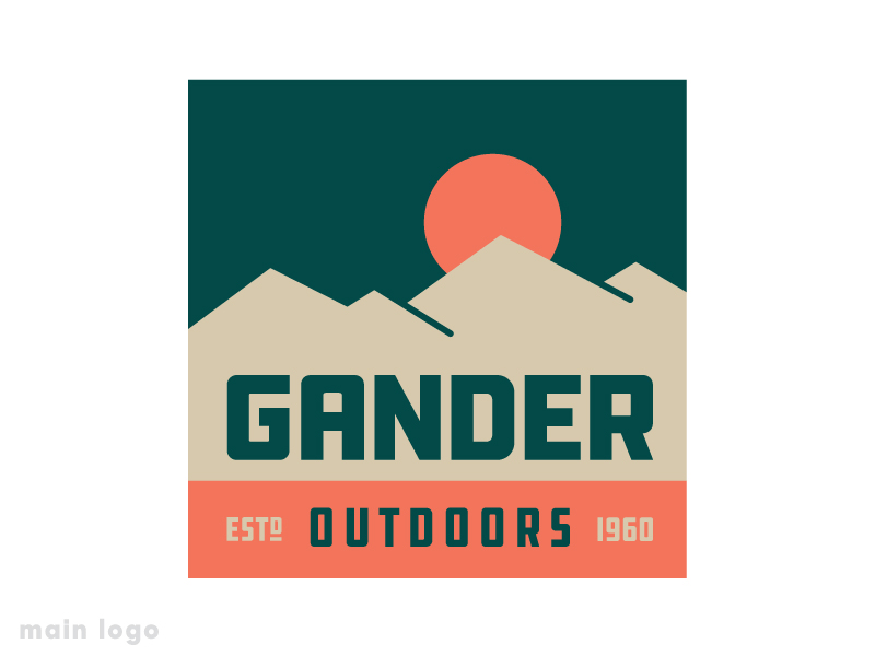 Gander Outdoors Logo competition design gander mountain gander outdoors green illustration logo mountains orange simple sunset trees