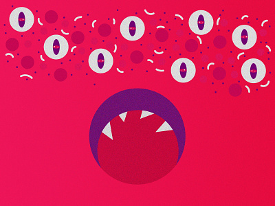 Bedtime Monster bedtime cartoon creepy eyeball eyes illustration monster mouth pink purple teeth vector