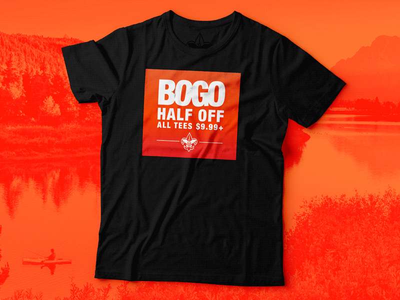BOGO Tees animation bogo design gif graphic orange promo promotion sale t shirt tee