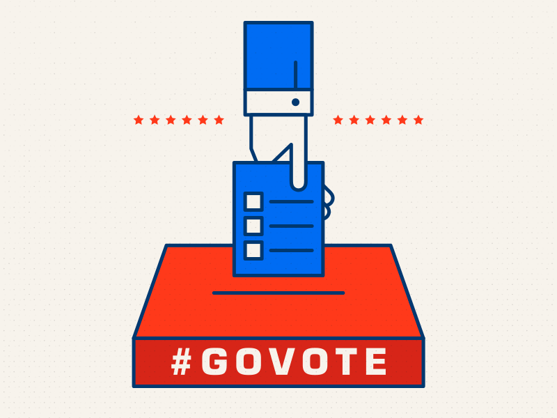 #GoVote america animation blue branding design election gif govote illustration poll red stars stripes typography usa vector vote voting white