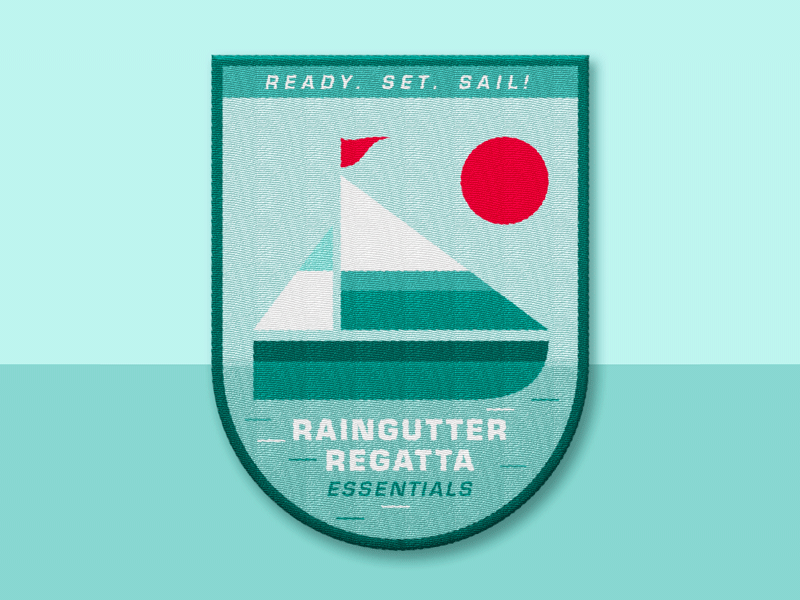 Raingutter Regatta Patch animation beach boat design gif green illustration ocean race raingutter regatta sail sailing sunset turquoise typography vector water