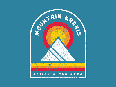 Vintage Ski Shirt - Mountain Khakis blue branding design graphic design icon illustration logo mountain mountains orange ski skiing slopes stripes sun sunset t shirt tee typography vector