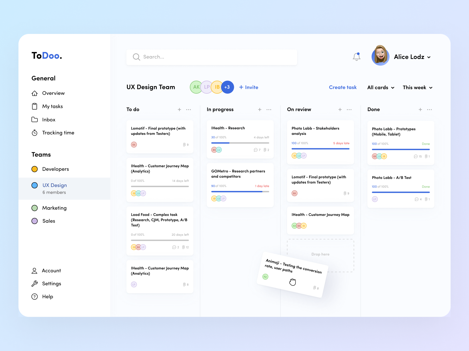 Kanban board by Nastassia on Dribbble