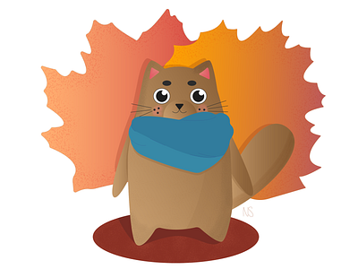 September adobe illustrator autumn cat cat illustration character design illustration kitten leaves mood season ui vector