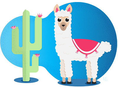 Lalalama adobe illustrator blue cactus character design illustration lama lama illustration ui vector