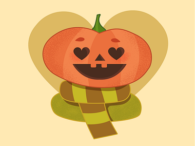 Mr. Pumpkin adobe illustrator autumn character design heart illustration october orange pumpkin scarf sticker sticker pack sticker set ui vector vegetable