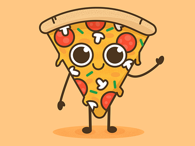 Pizzello adobe illustrator character cheese design food illustration mushroom mushrooms pepperoni pizza ui vector yummy