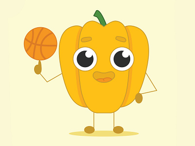 Yellow Pepper adobe illustrator ball basketball character food healthy eating healthy food illustration pepper vector vegetable vegetables yellow