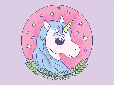 Magic Unicorn 🦄 adobe illustrator character design hair horn illustration leaves love magic magical pink purple shine sparkles unicorn vector yellow