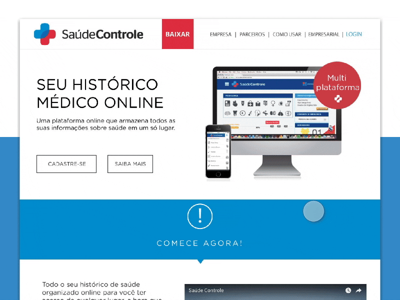 Saúde Controle animation app blue clean design flinto health landing landingpage scroll ui