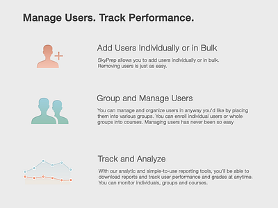 Features analyze chart manage user performance track