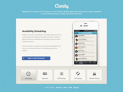 Clarity clarity homepage. landing page pitch