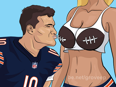 Mitch Trubisky Kissing "Tds" bears football illustration mitch trubisky