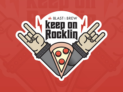Keep On Rocklin Sticker blast brew california illustration illustrator jeffrey scott agency lightning pizza rock rocklin sticker