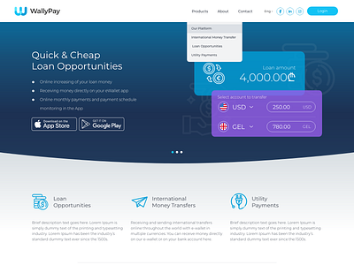 WallyPay company design ui ux wallet wally website