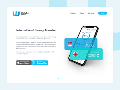 WallyPay app design home landing mobile payment ui ux website