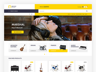 Music Store design guitar instruments music piano shop store web website