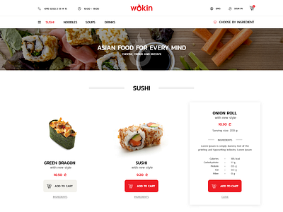 Asian cuisine website asian cuisine design fast food shop store sushi ui ux wok