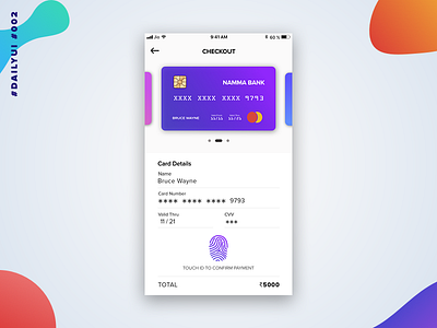 #DailyUi - 002 - Checkout app checkout collectui colors dailyui ecommerce ios payment screen touchid uichallenge uidesign