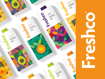 Packaging Design for Freshco branding fruit geometric graphic design packaging