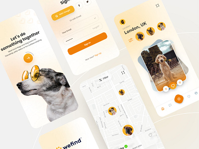 Wefind Dog Dating App applicationdesing datingapp desing mobileui ui uidesing