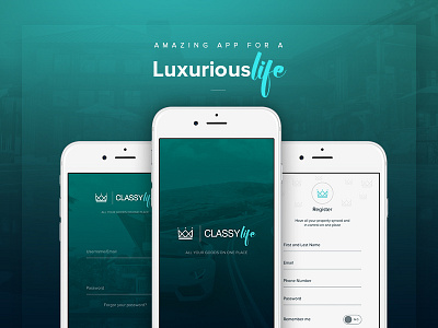 Classy Life app concept design login luxury mobile mobile app registration ui uiux ux welcome