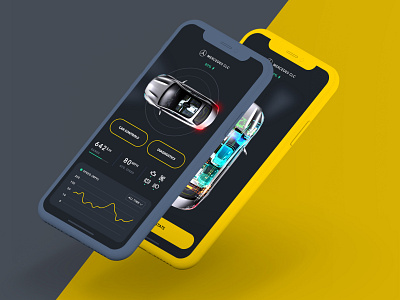 Smart car app app car cars clean dashboard engine ios mercedes modern ui