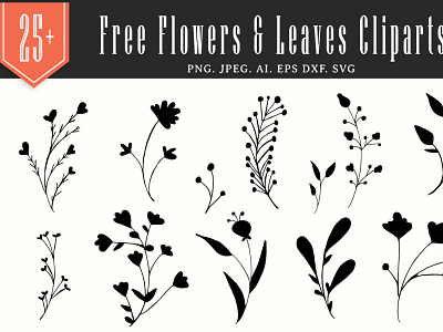 25+ Free Flowers & Leaves Handmade Cliparts